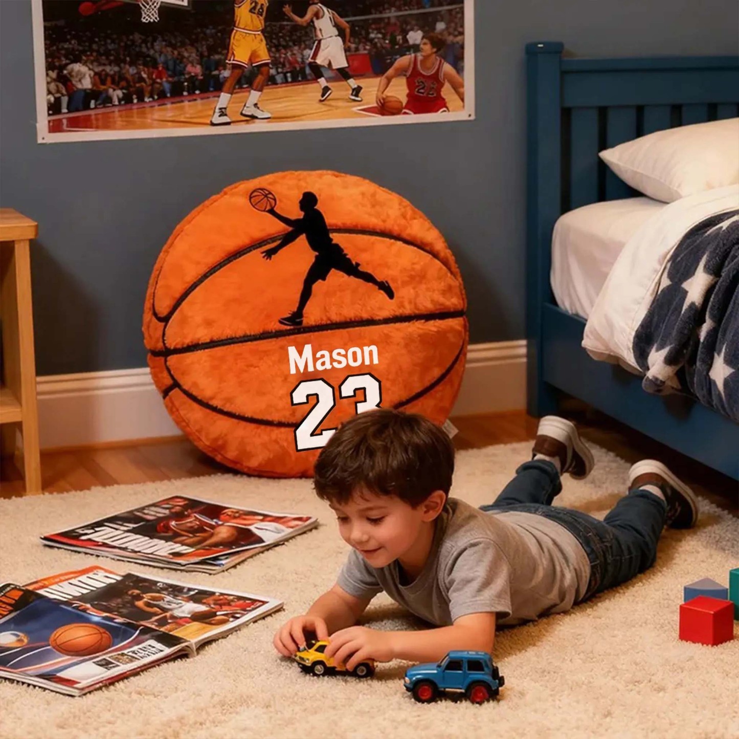 Personalized Name Basketball Pillow Custom Jersey Number  Sports Plush Cushion Gift for Kids - NameNecklaceAU