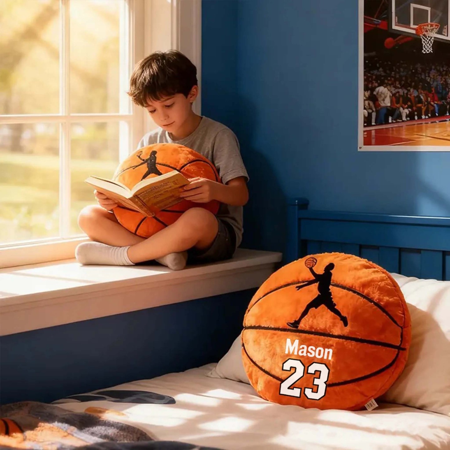 Personalized Name Basketball Pillow Custom Jersey Number  Sports Plush Cushion Gift for Kids - NameNecklaceAU
