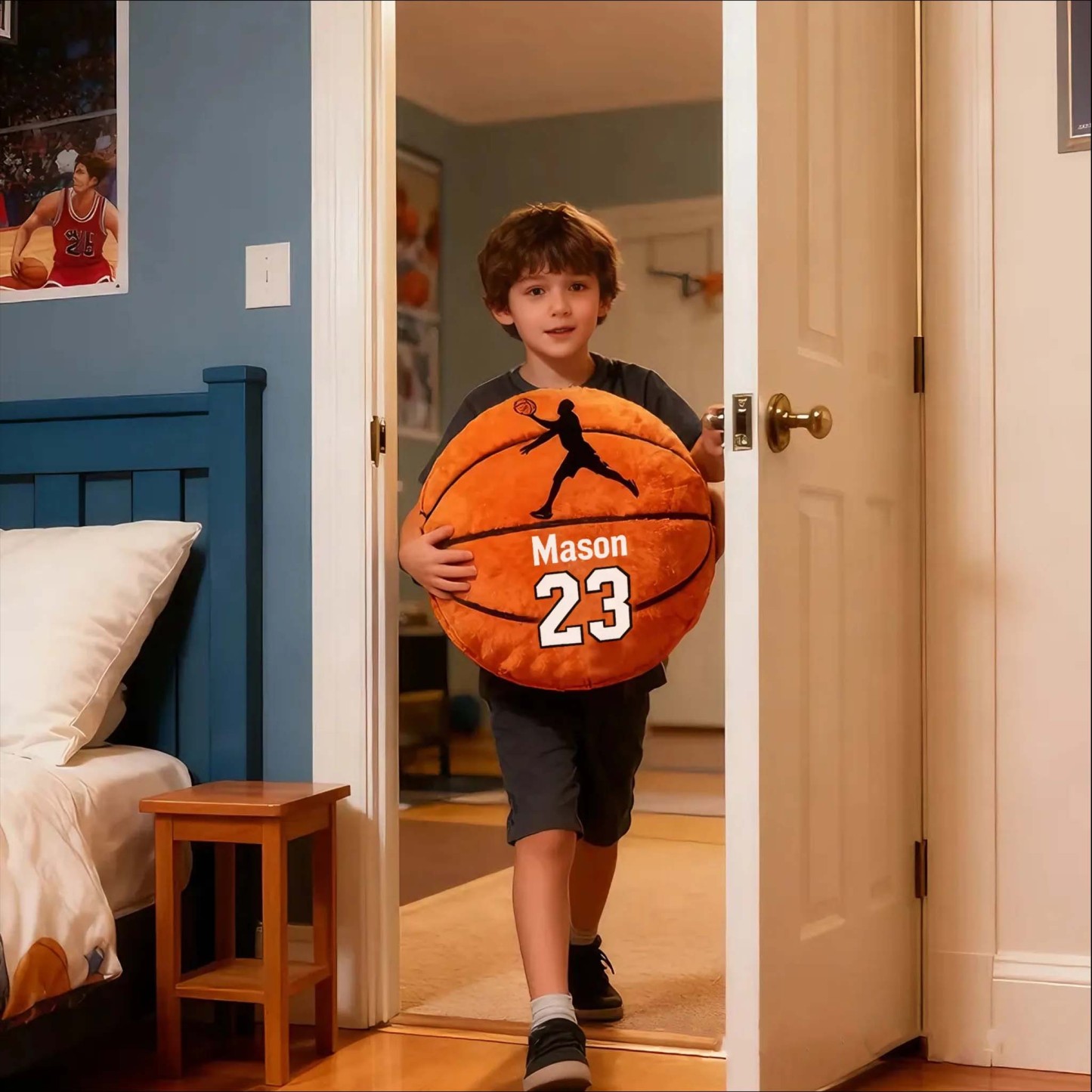 Personalized Name Basketball Pillow Custom Jersey Number  Sports Plush Cushion Gift for Kids - NameNecklaceAU