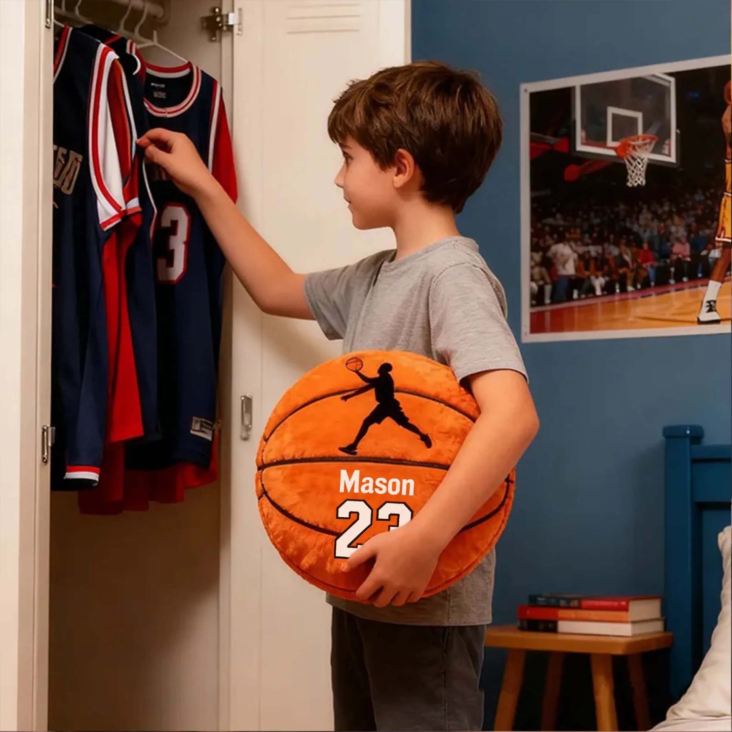 Personalized Name Basketball Pillow Custom Jersey Number  Sports Plush Cushion Gift for Kids - NameNecklaceAU