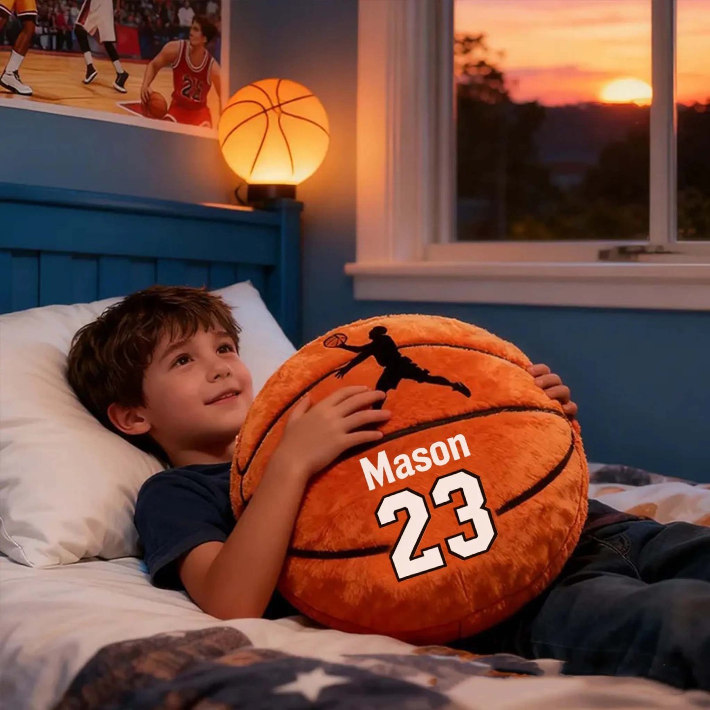 Personalized Name Basketball Pillow Custom Jersey Number  Sports Plush Cushion Gift for Kids - NameNecklaceAU