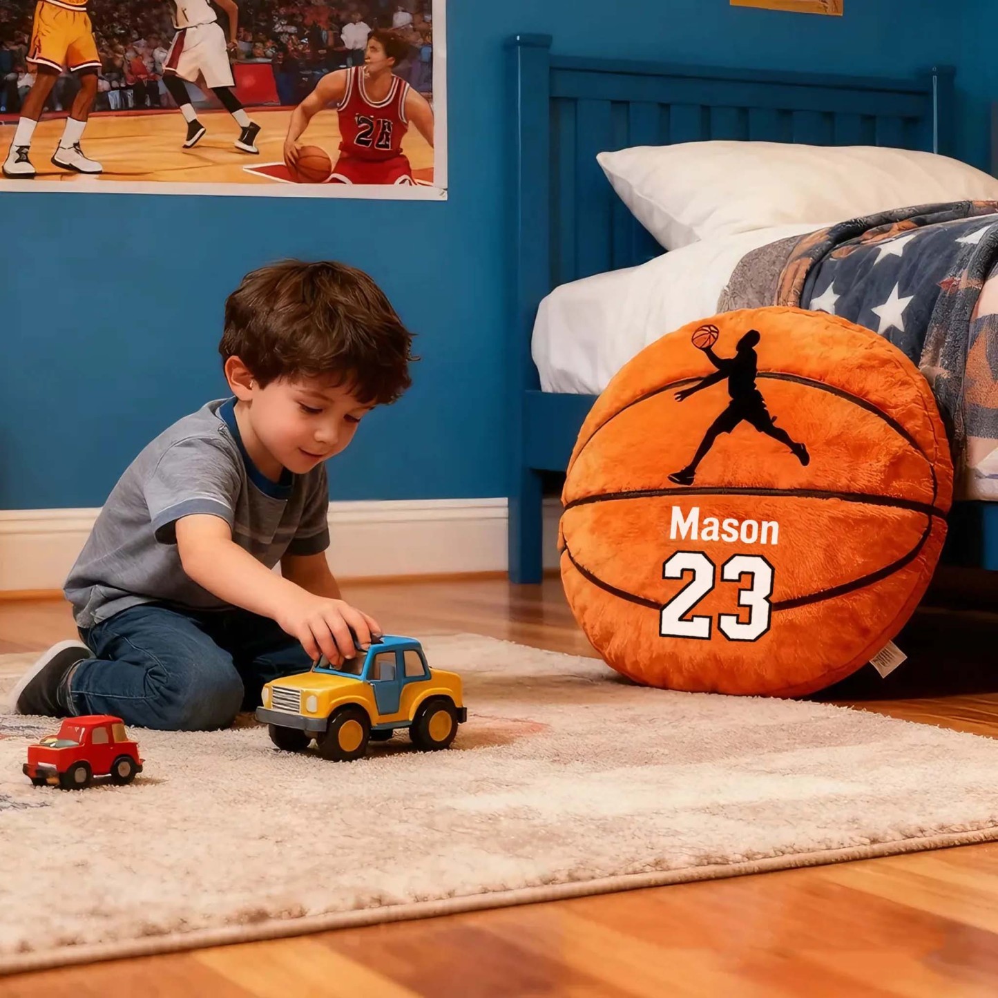 Personalized Name Basketball Pillow Custom Jersey Number  Sports Plush Cushion Gift for Kids - NameNecklaceAU
