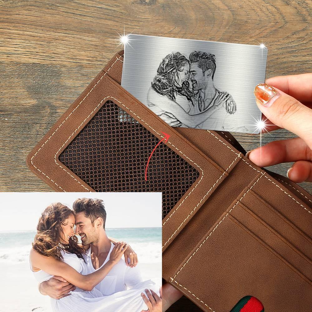 Photo Engraved Wallet Card Wonderful Gift - Aluminum Gift for Lover - yournamenecklace