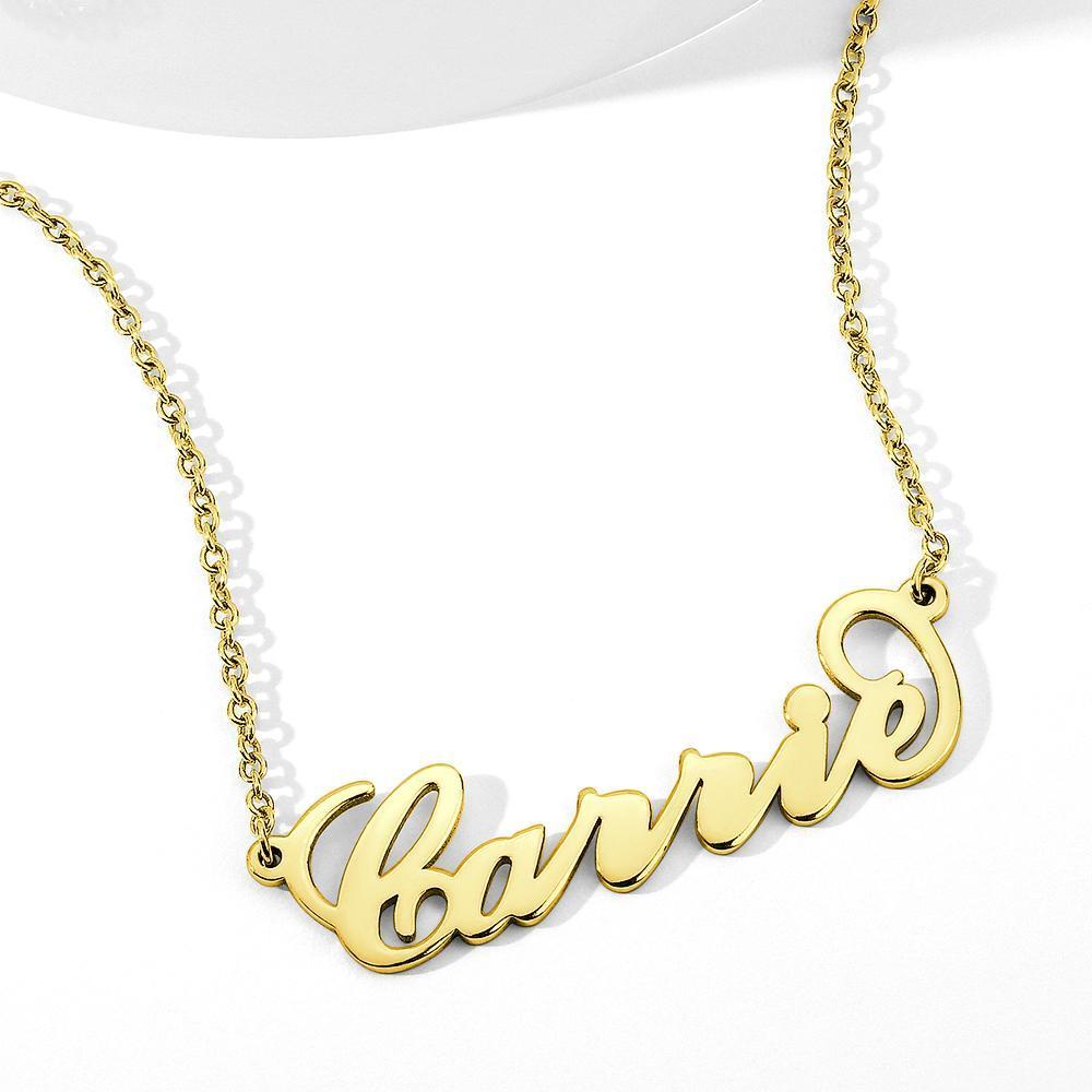 14K Gold Plated Carrie Name Necklace Copper Custom Name Necklace For Her - yournamenecklaceau