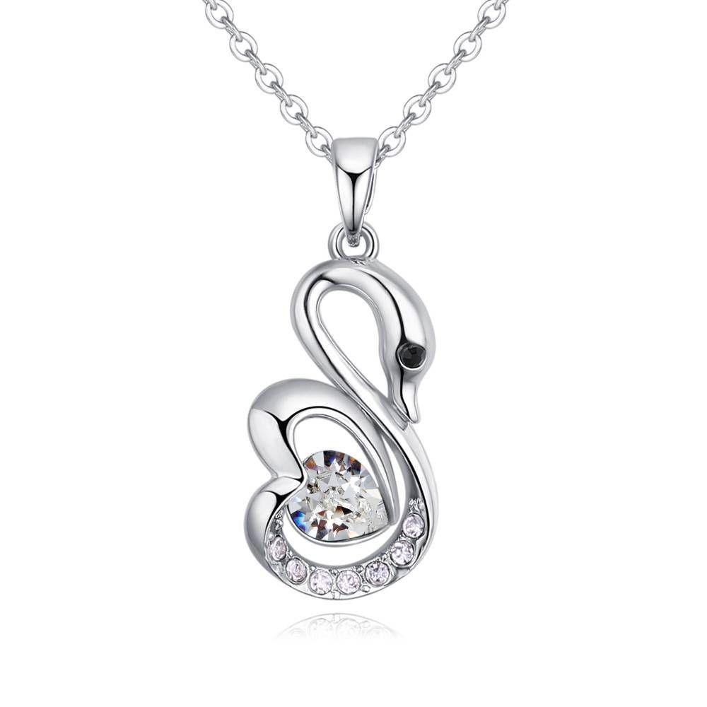 Swan Necklace Swarovski Crystal - soufeelus