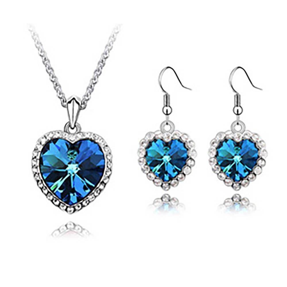Ocean Heart Set Swarovski Crystal - soufeelus