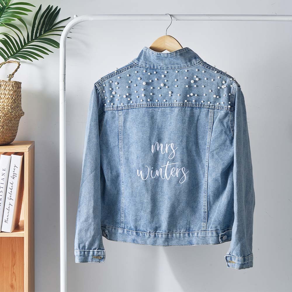 Personalized Embroidered Bride Jean Jacket for Wedding Custom Future Mrs Jacket Ideal Wedding Gift - yournamenecklaceau