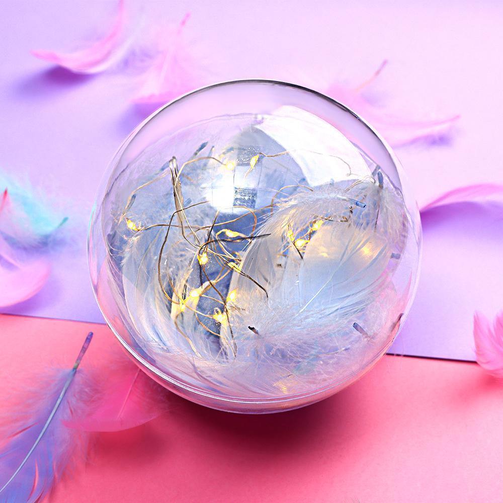 Transparent Plastic Ball Light String Sky Blue Feather Three-piece Suit Creative Gift Combination - yournamenecklace