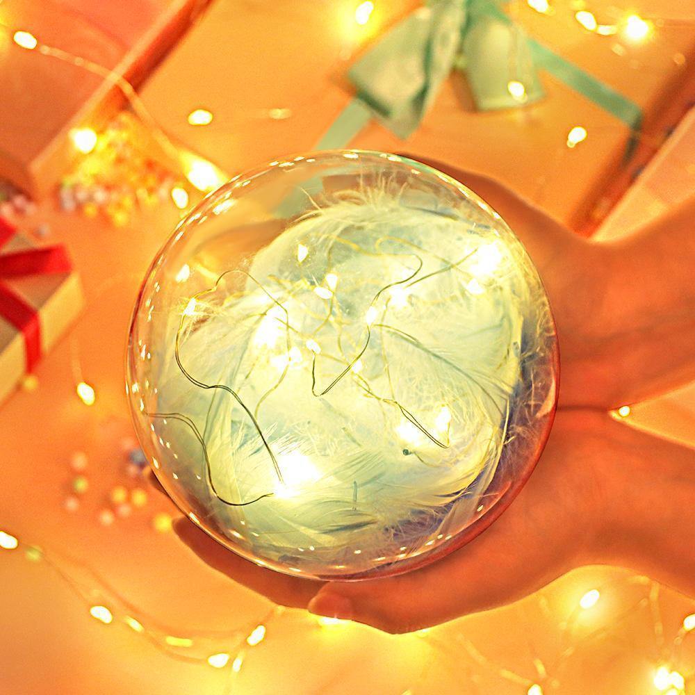 Transparent Plastic Ball Light String Sky Blue Feather Three-piece Suit Creative Gift Combination - yournamenecklace