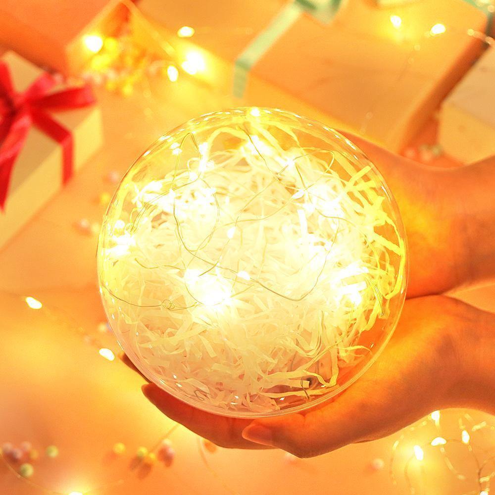 Transparent Round Plastic Ball Color Light String Creamy-white Raffia Shredded Paper Silk Three-piece Suit Creative Gift Combination - yournamenecklace