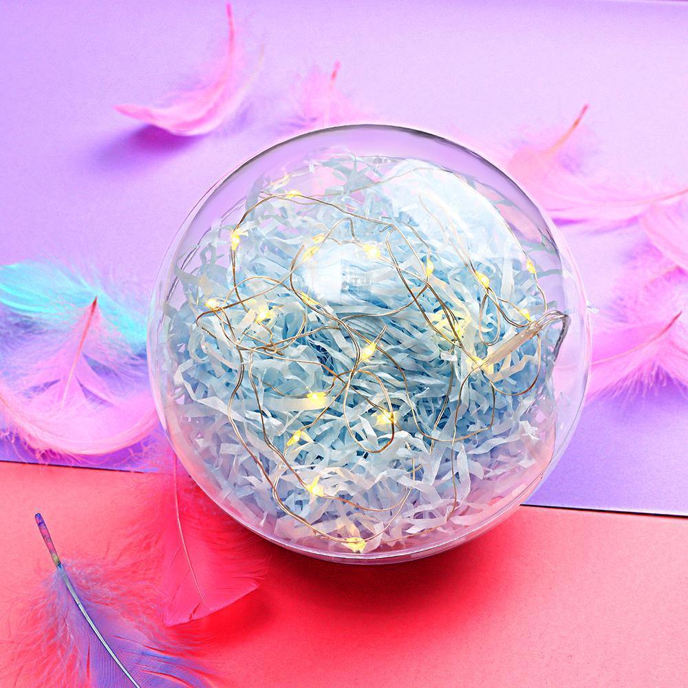 Transparent Round Plastic Ball Color Light String Light Blue Raffia Shredded Paper Silk Three-piece Suit Creative Gift Combination - yournamenecklace