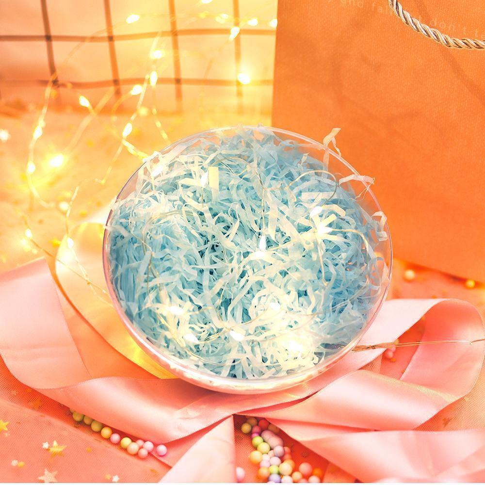 Transparent Round Plastic Ball Color Light String Light Blue Raffia Shredded Paper Silk Three-piece Suit Creative Gift Combination - yournamenecklace