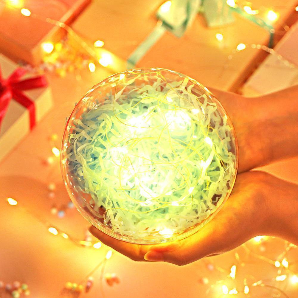 Transparent Round Plastic Ball Color Light String Light Blue Raffia Shredded Paper Silk Three-piece Suit Creative Gift Combination - yournamenecklace