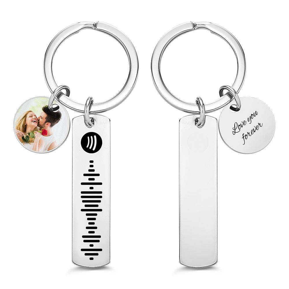 Custom Photo Engraved Keychain Scannable Spotify Code Creative Gifts - yournamenecklaceau