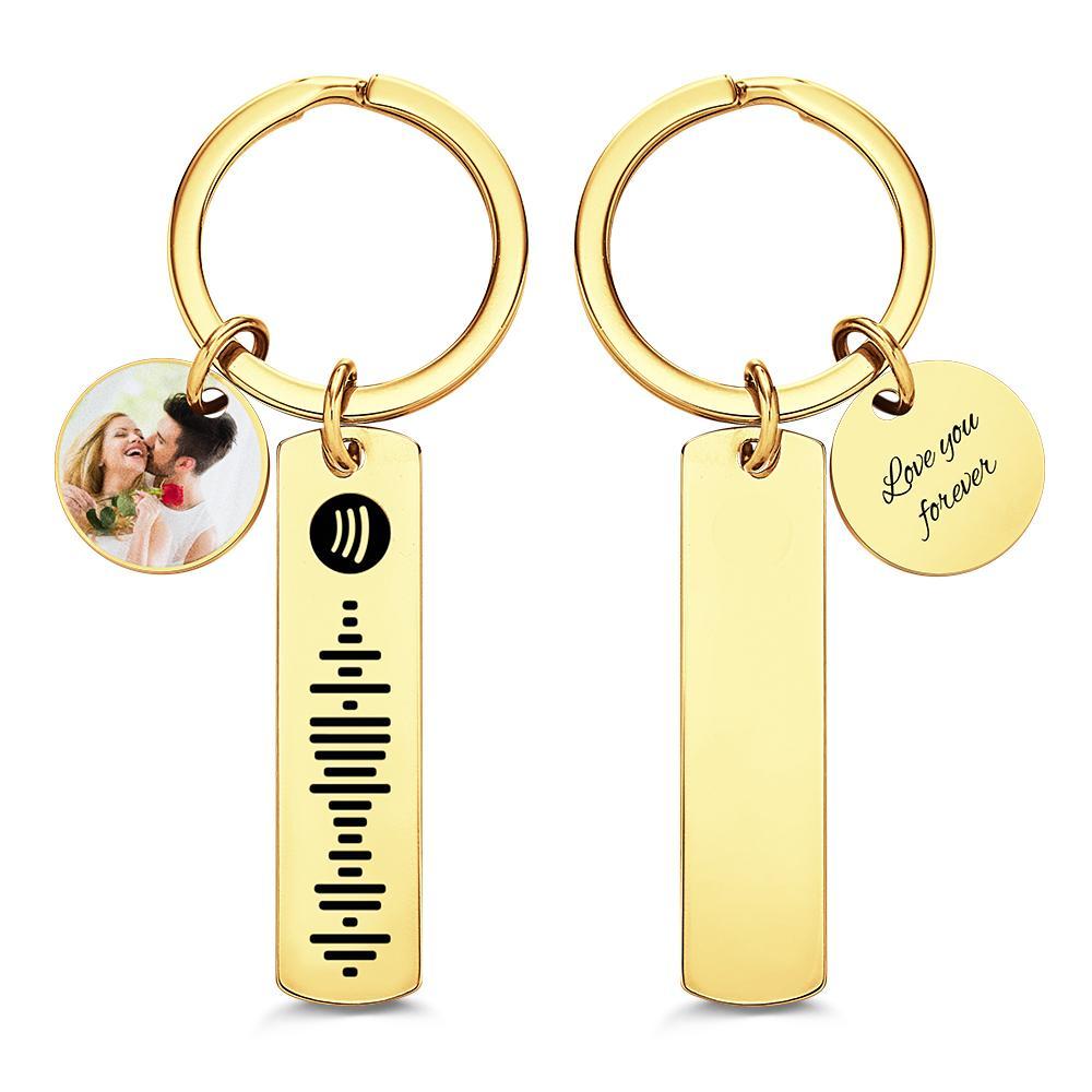 Custom Photo Engraved Keychain Scannable Spotify Code Creative Gifts - yournamenecklaceau