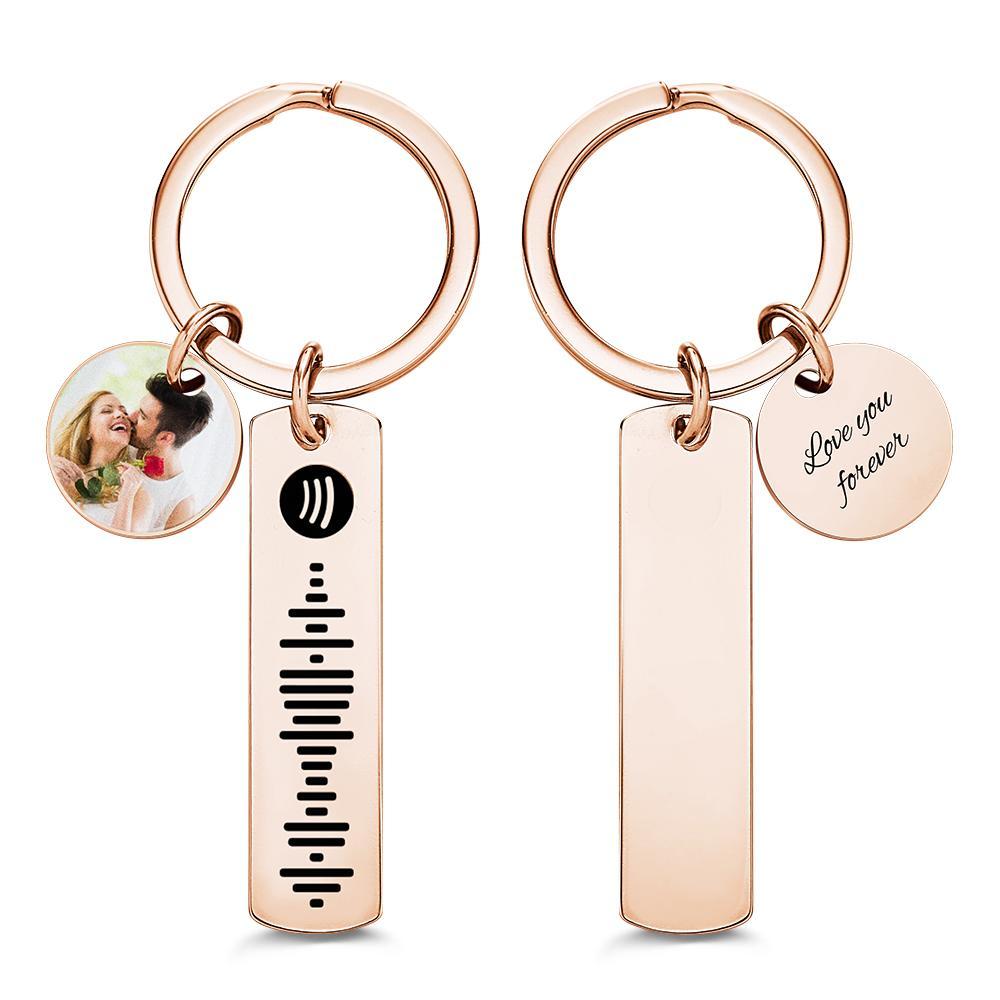 Custom Photo Engraved Keychain Scannable Spotify Code Creative Gifts - yournamenecklaceau