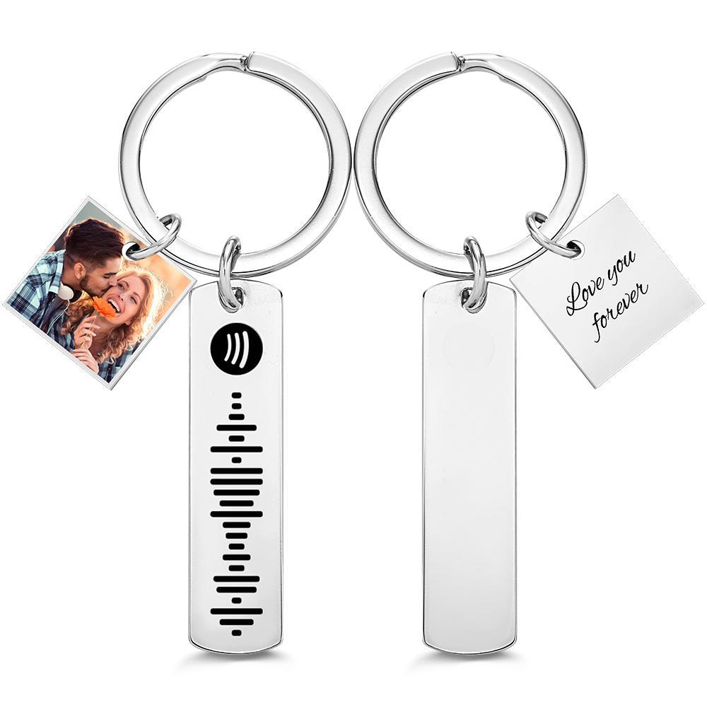 Custom Photo Engraved Keychain Scannable Spotify Code Creative Gifts - yournamenecklaceau