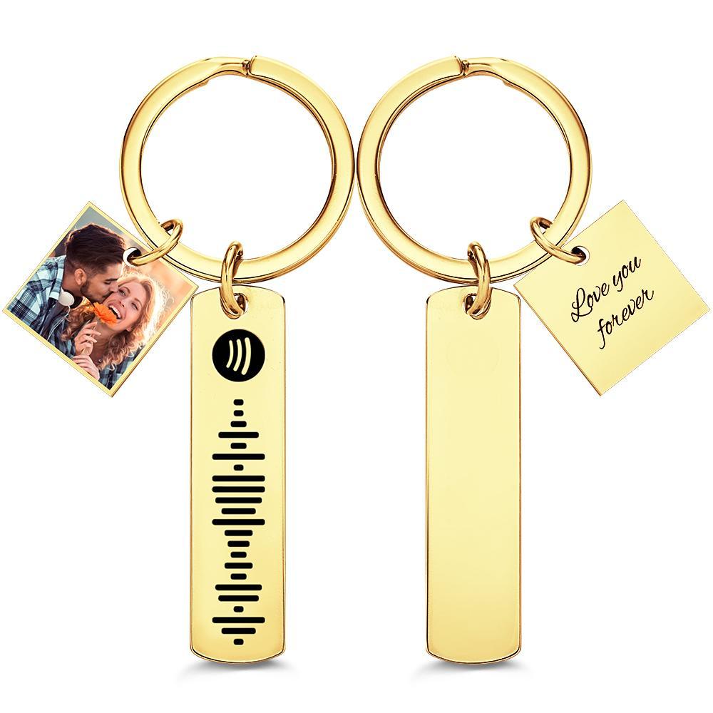 Custom Photo Engraved Keychain Scannable Spotify Code Creative Gifts - yournamenecklaceau
