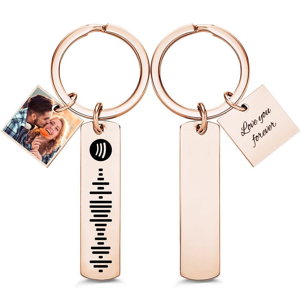 Custom Photo Engraved Keychain Scannable Spotify Code Creative Gifts - yournamenecklaceau