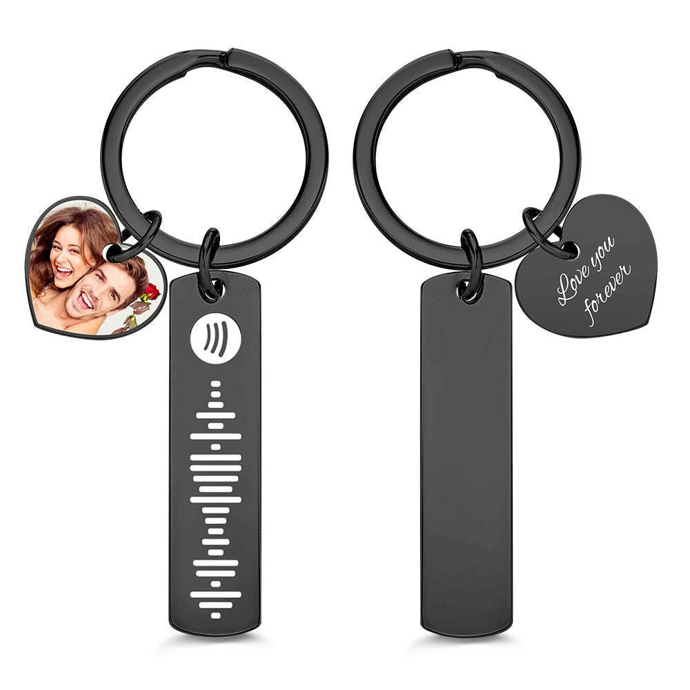 Custom Photo Engraved Keychain Scannable Spotify Code Creative Gifts - yournamenecklaceau