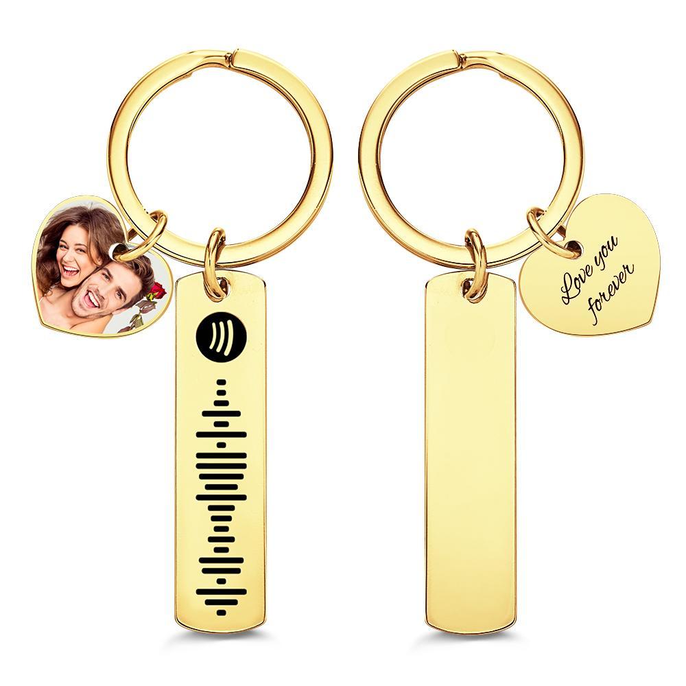 Custom Photo Engraved Keychain Scannable Spotify Code Creative Gifts - yournamenecklaceau