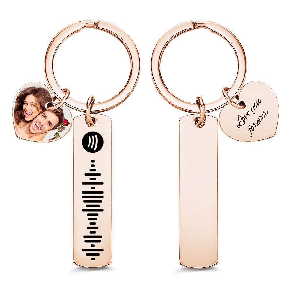 Custom Photo Engraved Keychain Scannable Spotify Code Creative Gifts - yournamenecklaceau