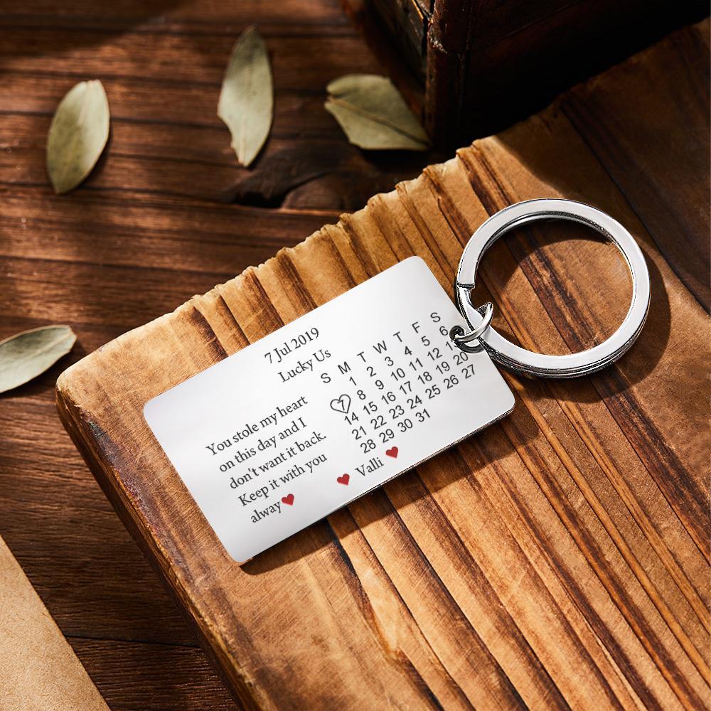 Custom Calendar Keychain Love Letter Keychain Valentine's Day Gift - yournamenecklaceau