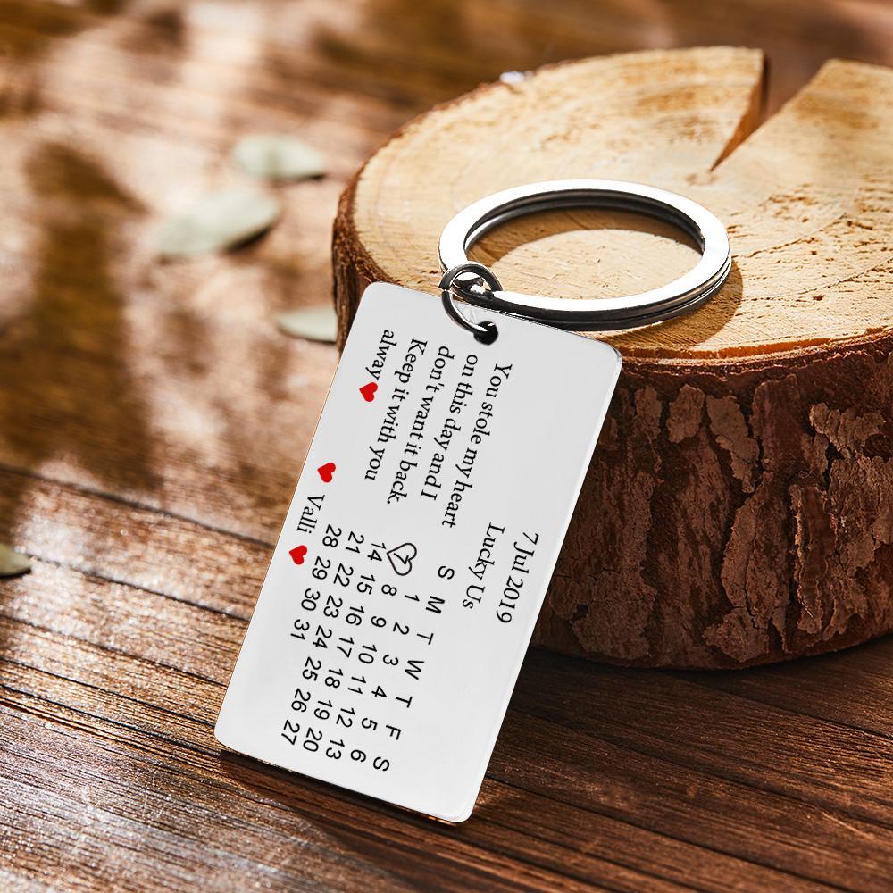 Custom Calendar Keychain Love Letter Keychain Valentine's Day Gift - yournamenecklaceau