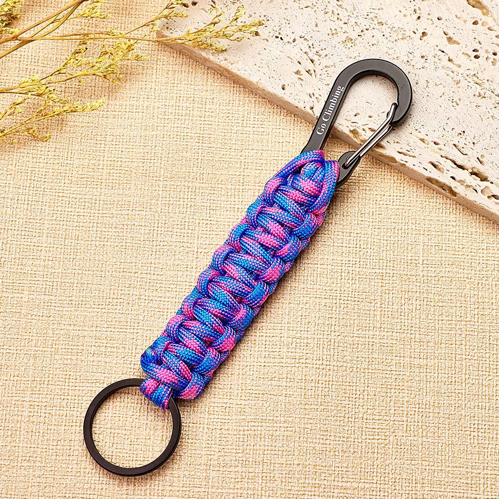 Engraved Keychain With Carabiner Unique Braided Paracord Keychain For Men - yournamenecklaceau
