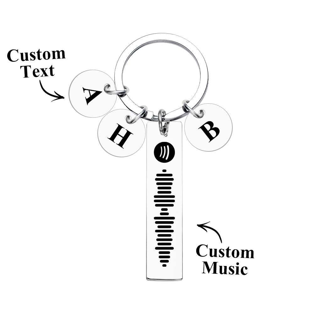 Scannable Spotify Code Keychain With Engraved Circle Pendant Custom Music Song Keychain Gift - yournamenecklaceau