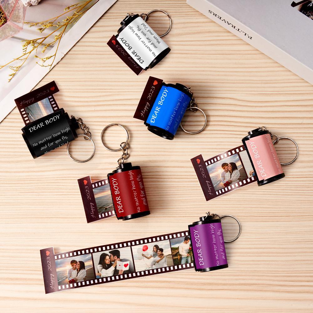 Custom Text Colorful Roll Film Keychain Camera Keychain Meaningful Gifts For Couples - yournamenecklaceau