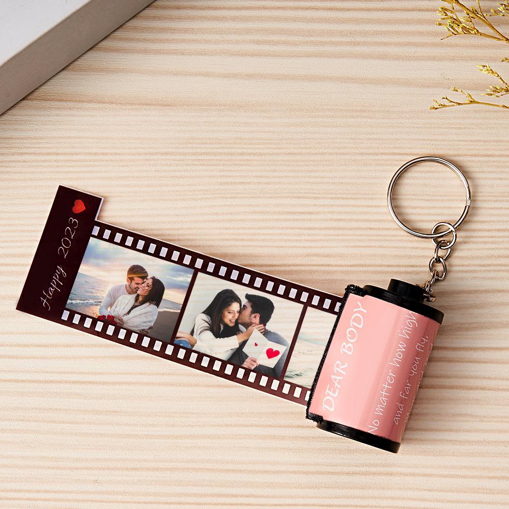 Custom Text Colorful Roll Film Keychain Camera Keychain Meaningful Gifts For Couples - yournamenecklaceau