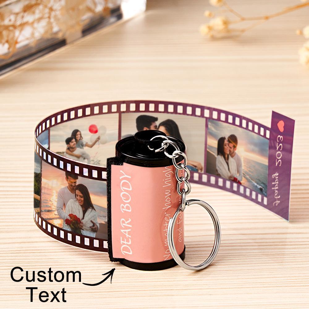 Custom Text Colorful Roll Film Keychain Camera Keychain Meaningful Gifts For Couples - yournamenecklaceau