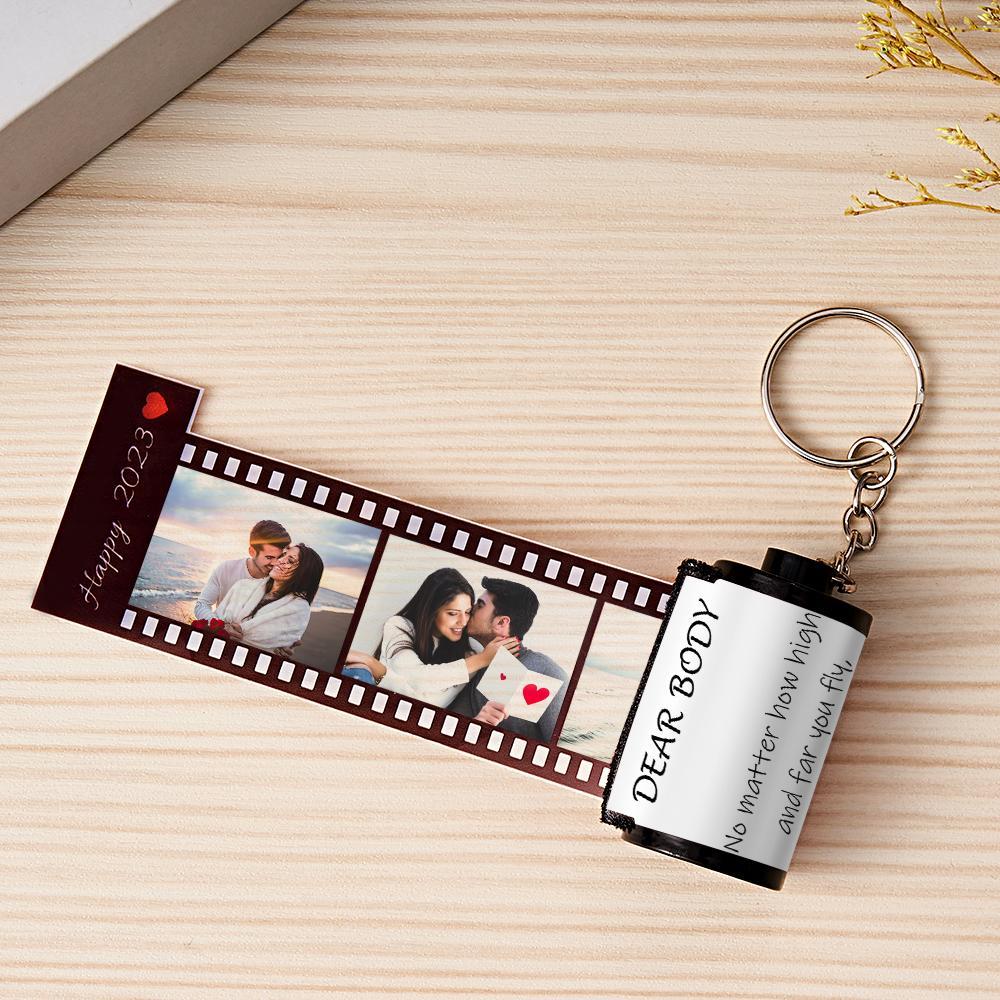 Custom Text Colorful Roll Film Keychain Camera Keychain Meaningful Gifts For Couples - yournamenecklaceau