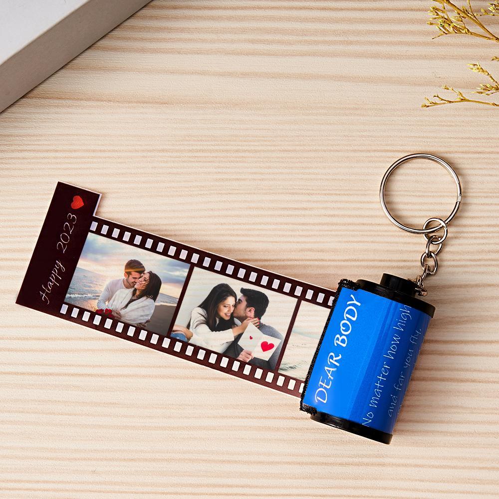 Custom Text Colorful Roll Film Keychain Camera Keychain Meaningful Gifts For Couples - yournamenecklaceau