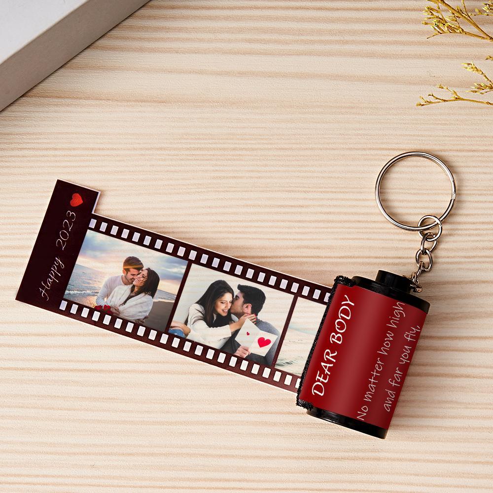 Custom Text Colorful Roll Film Keychain Camera Keychain Meaningful Gifts For Couples - yournamenecklaceau