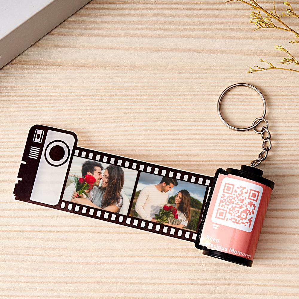 Scannable QR Code Colorful Shell Film Roll Keychain With Your Photo Camera Keychain Valentine's Day Gift - yournamenecklaceau