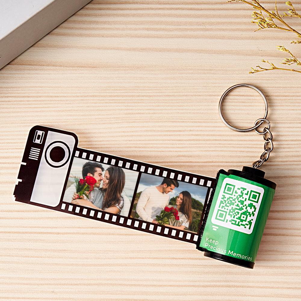 Scannable QR Code Colorful Shell Film Roll Keychain With Your Photo Camera Keychain Valentine's Day Gift - yournamenecklaceau