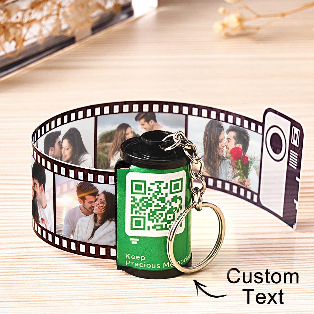 Scannable QR Code Colorful Shell Film Roll Keychain With Your Photo Camera Keychain Valentine's Day Gift - yournamenecklaceau