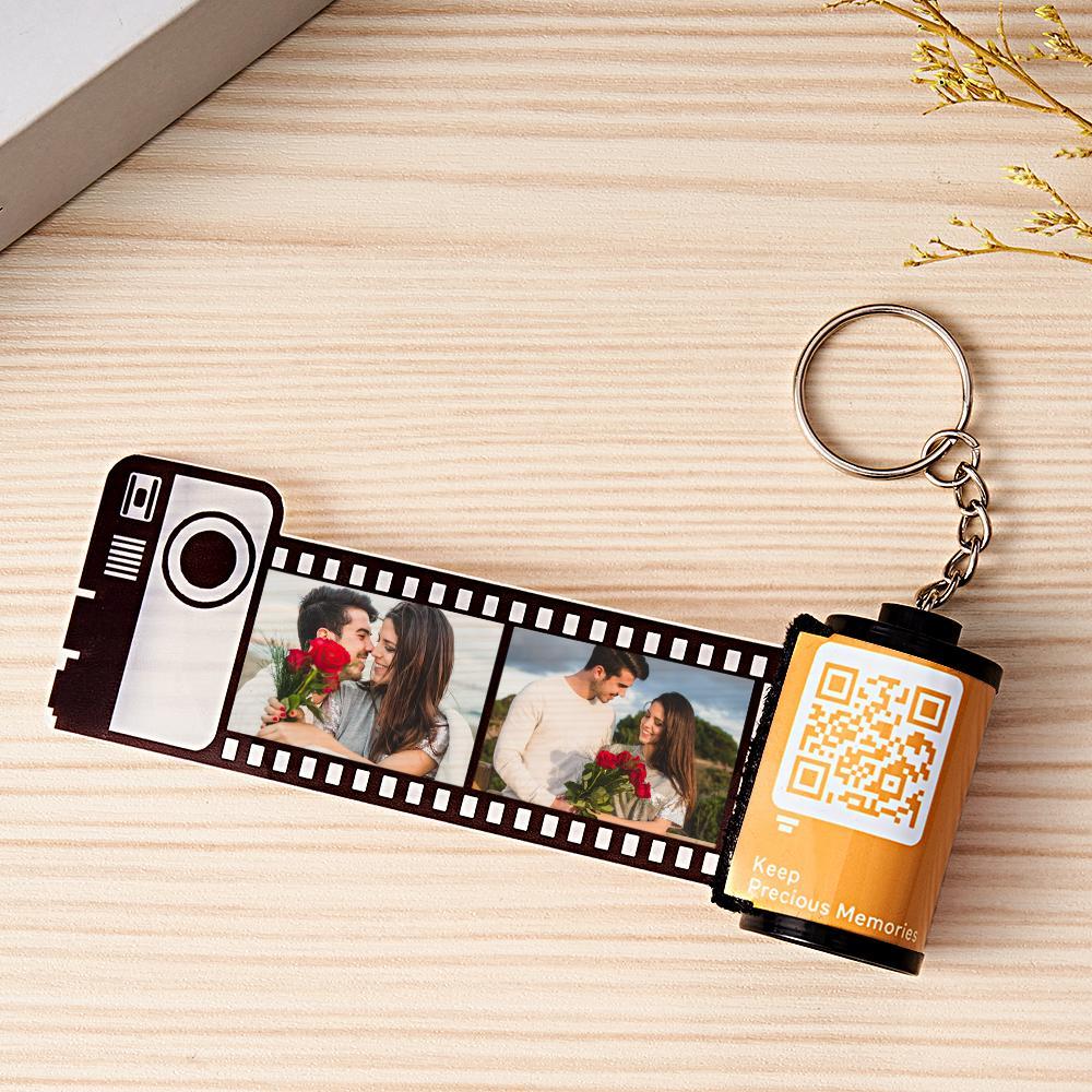 Scannable QR Code Colorful Shell Film Roll Keychain With Your Photo Camera Keychain Valentine's Day Gift - yournamenecklaceau