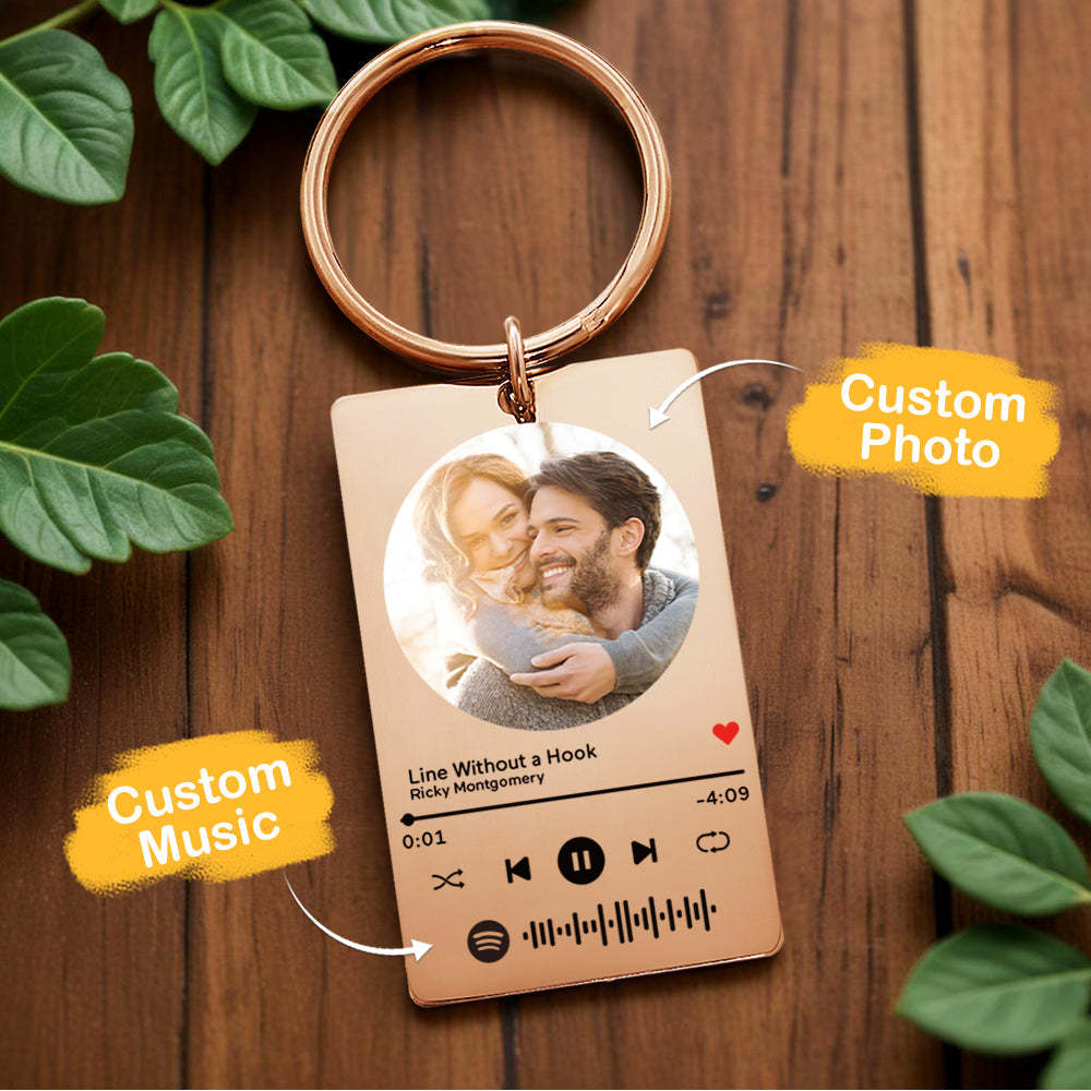 Custom Scannable Spotify Code Plaque Keychain Music and Photo Acrylic Music Song Keychain - yournamenecklaceau