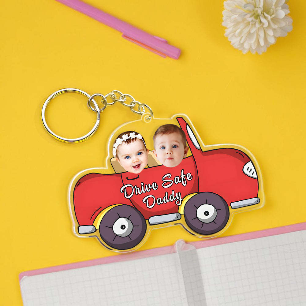 Personalized Face Acrylic Keychain Drive Safe Daddy Father's Day Gifts - NameNecklaceAU