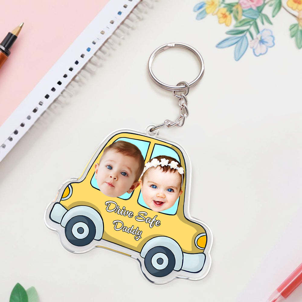 Personalized Face Acrylic Keychain Drive Safe Daddy Father's Day Gifts - NameNecklaceAU