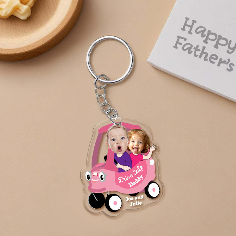 Gifts for Dad Personalized Face Acrylic Keychain Drive Safe Daddy - NameNecklaceAU