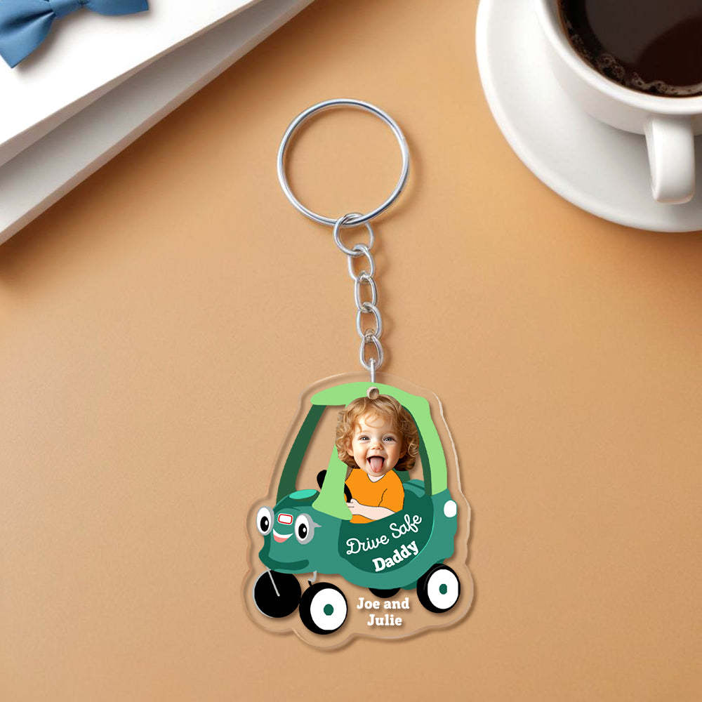 Gifts for Dad Personalized Face Acrylic Keychain Drive Safe Daddy - NameNecklaceAU