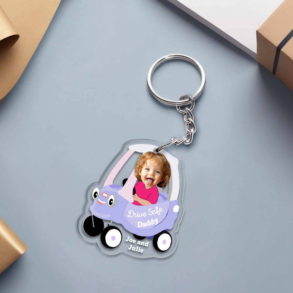 Gifts for Dad Personalized Face Acrylic Keychain Drive Safe Daddy - NameNecklaceAU
