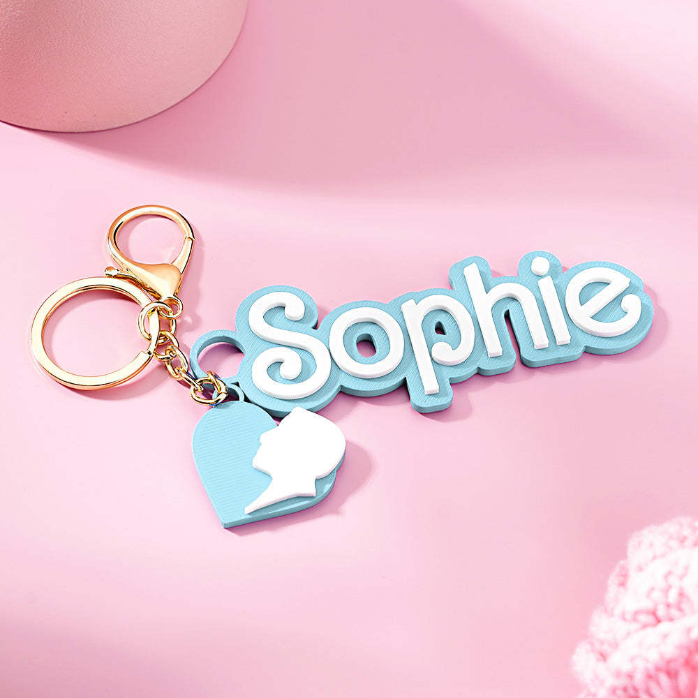 Custom Multicolor 3D keychain fashion pink doll inspired Bag Charm Keychain Party Favor Backpack Name Tag - yournamenecklaceau