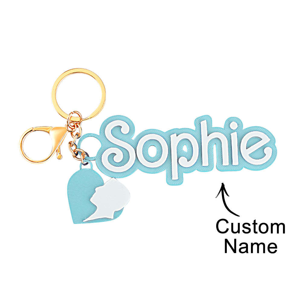 Custom Multicolor 3D keychain fashion pink doll inspired Bag Charm Keychain Party Favor Backpack Name Tag - yournamenecklaceau