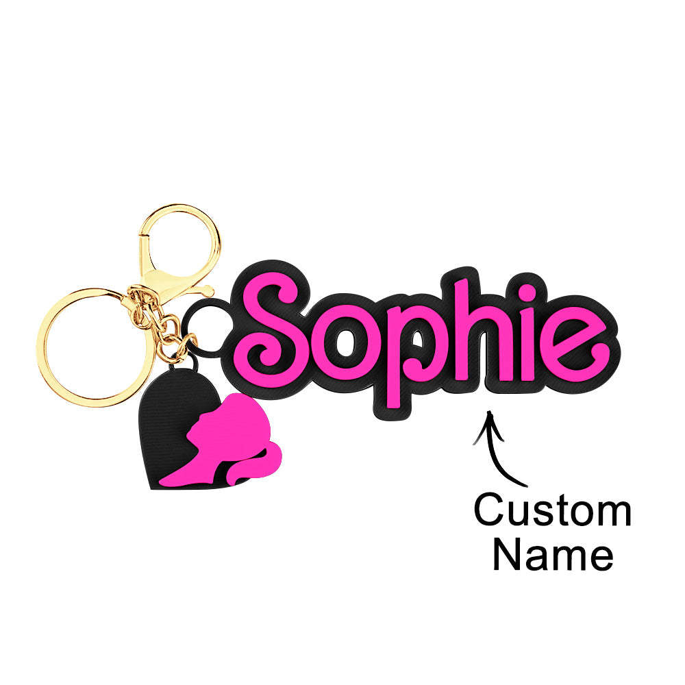 Custom Multicolor 3D keychain fashion pink doll inspired Bag Charm Keychain Party Favor Backpack Name Tag - yournamenecklaceau
