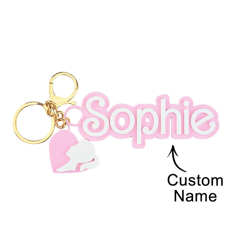 Custom Multicolor 3D keychain fashion pink doll inspired Bag Charm Keychain Party Favor Backpack Name Tag - yournamenecklaceau